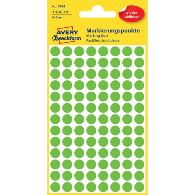 Round labels 8mm Avery removable green