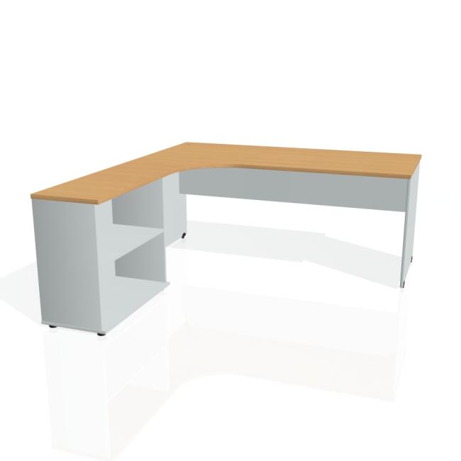Gate work desk, ergo, right, 180x75.5x200 cm, beech/grey