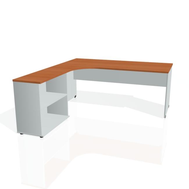 Gate work desk, ergo, right, 180x75.5x200 cm, cherry/grey