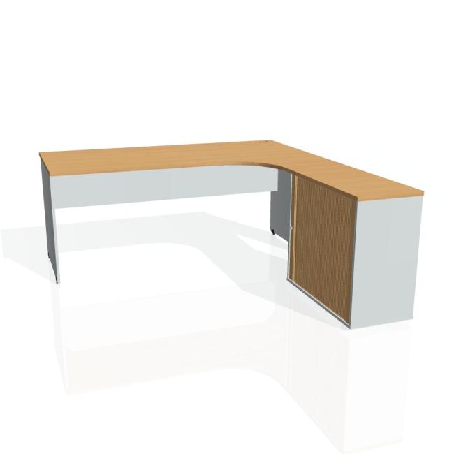 Gate desk, ergo, left, 180x75.5x200 cm, beech/grey