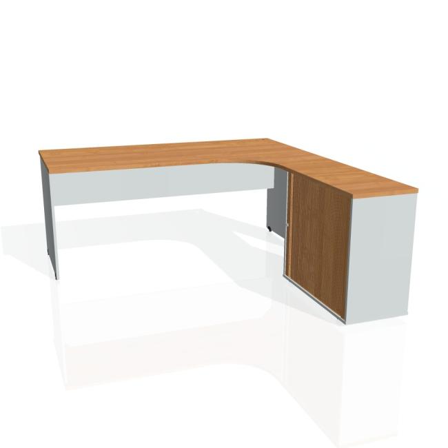 Gate desk, ergo, left, 180x75.5x200 cm, alder/grey