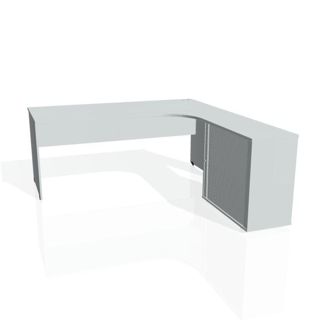 Gate desk, ergo, left, 180x75.5x200 cm, gray/grey