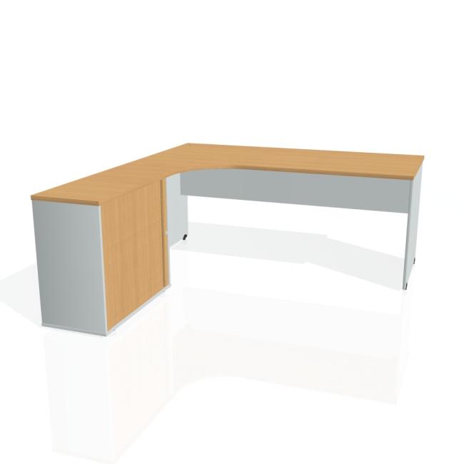 Gate work desk, ergo, right, 180x75.5x200 cm, beech/grey