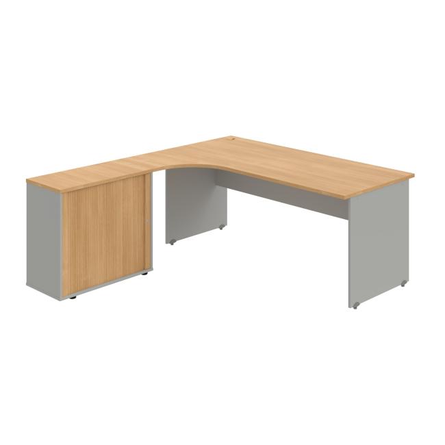 Gate desk, ergo, right, 180x75.5x200 cm, oak/grey