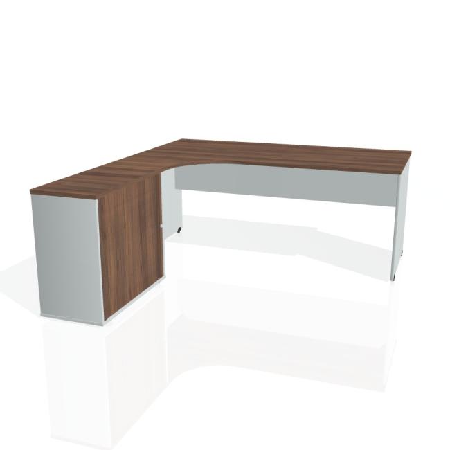 Gate desk, ergo, right, 180x75.5x200 cm, walnut/grey