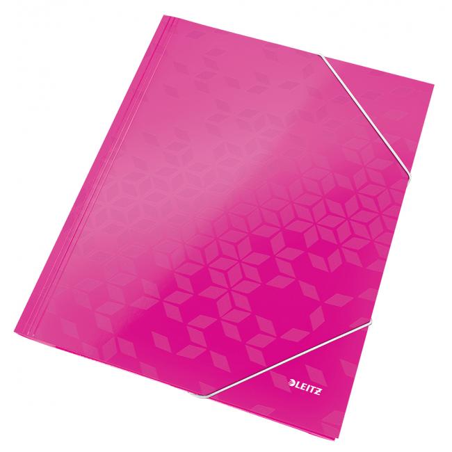 [ES820023] Glossy cardboard packaging with rubber band Leitz WOW pink