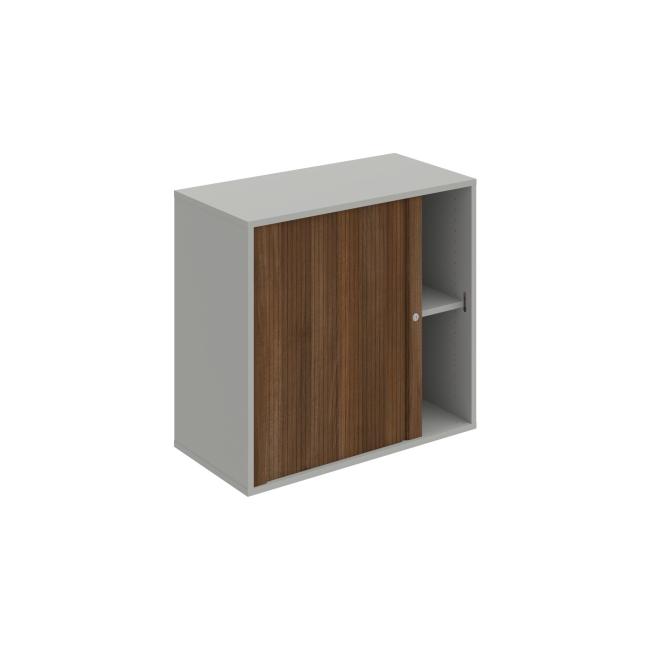 Drive shelf cabinet, lock, 80x74x40 cm, walnut/grey