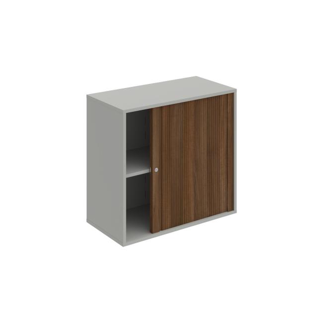 Drive shelf cabinet, lock, 80x74x40 cm, walnut/grey