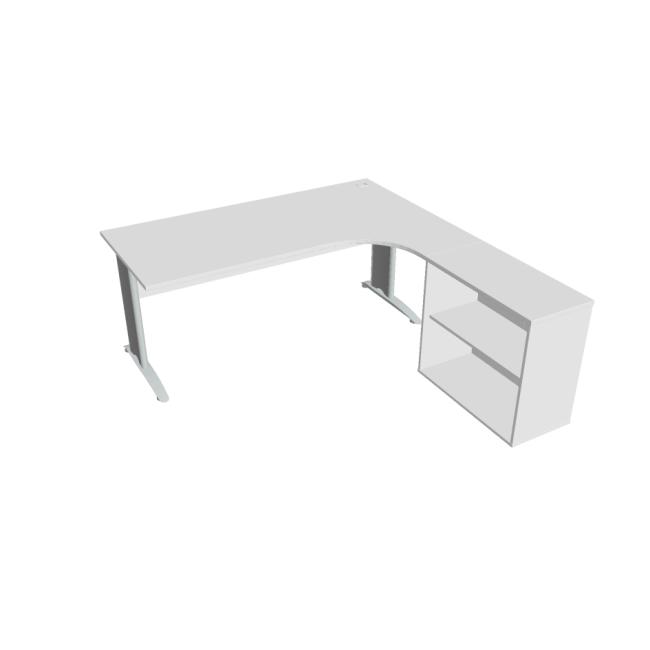 Cross desk, ergo, left, 180x75.5x200 cm, white/metal