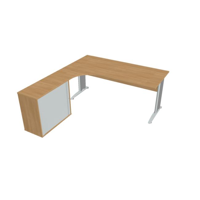 Cross desk, ergo, right, 180x75.5x200 cm, oak/metal