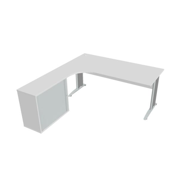 Cross desk, ergo, right, 180x75.5x200 cm, white/metal