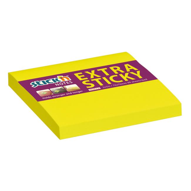 Stick'n Hopax self-adhesive pad 76x76 mm, neon yellow