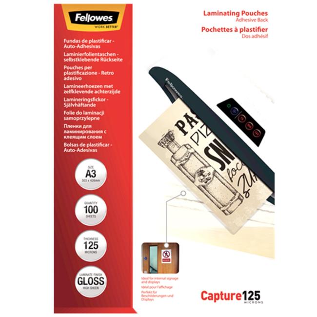 [FE532900] Laminating films Fellowes 303x426 A3 125mic adhesive