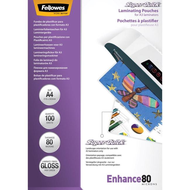 [FE544000] Laminovacie fólie Fellowes 216x303 A4 80mic Superquick