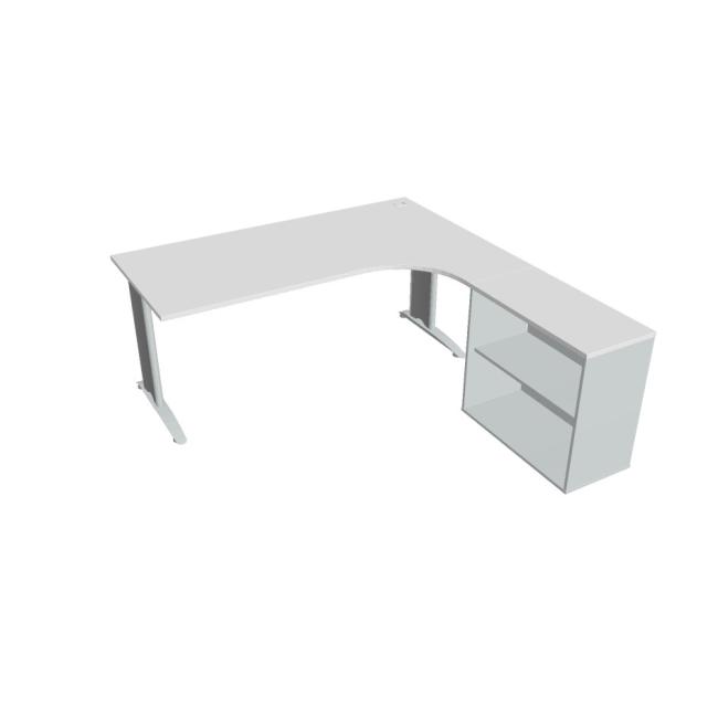 Work desk Flex, ergo, left, 180x75.5x200.0 (80x40) cm, white/metal