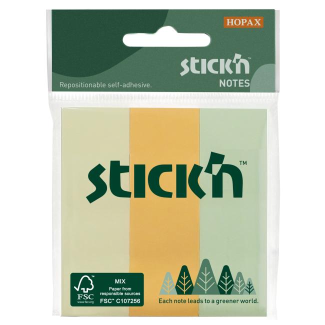 Stick'n Hopax samolepiaca podložka, 76x25 mm, mix pastelových farieb, 3x50 listov