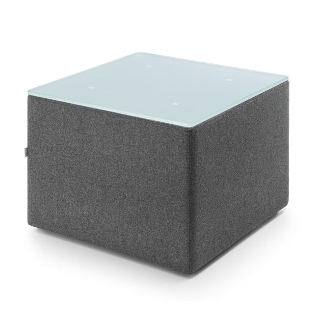 [FL000201] Vancouver Oto coffee table, square, milky tempered glass, w.54 x d.54 x h.40 cm, fabric Next NX-14 dark gray