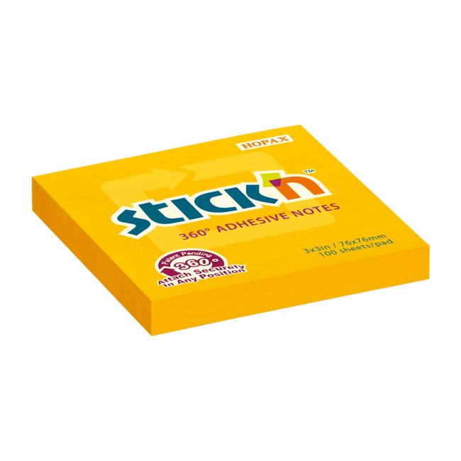 [AV215510] Stick'n Hopax samolepiaca podložka, 360°, 76x76 mm, oranžová