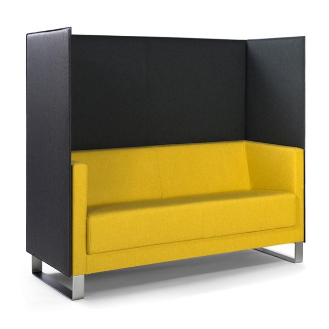 [FL001005] Vancouver Lite double chair, sled legs chrome, fabric Next NX-1 yellow, screen fabric NX-16 black