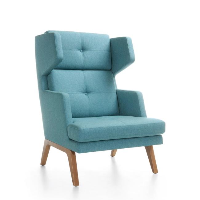 [FL001008] Októbrová jednokreslo, drevené nohy, látka Medley 67006