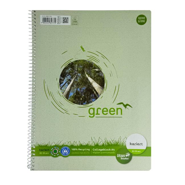 Blok College Format Werk Ursus Green A4 80 sheets square 60g recycled