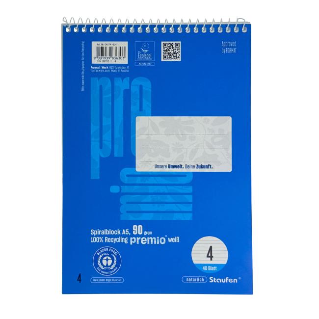Block College Format Werk Premio A5 40 sheets lined 90 g