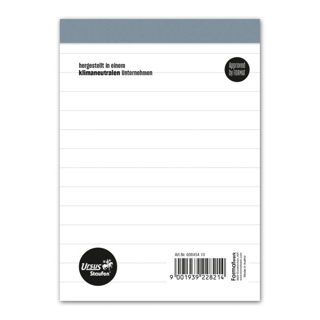 Notepad Format Werk Ursus A6 50 lined sheets 60 g
