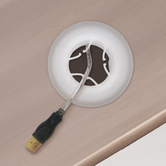 Držiak na uchytenie organizéra káblov na priechodku, biely