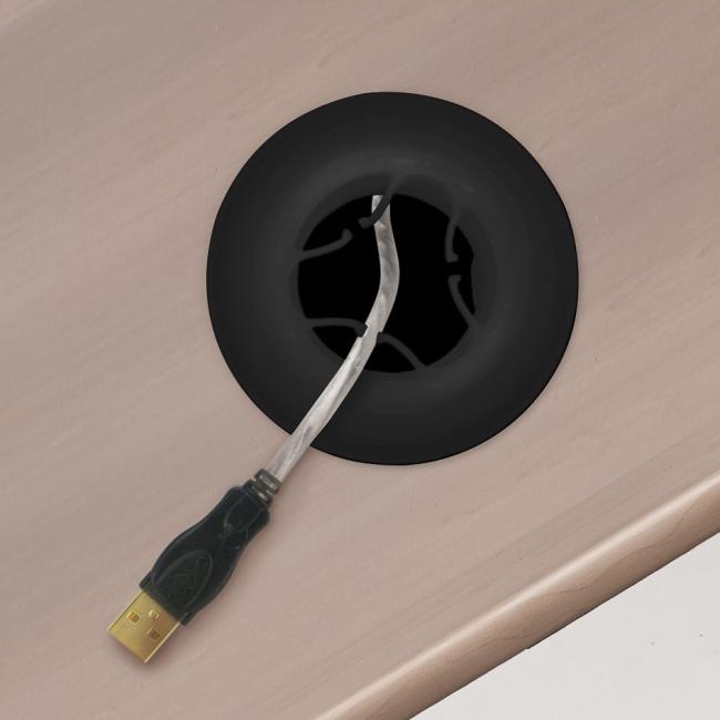 Držiak na pripevnenie organizéra káblov na priechodku, čierny