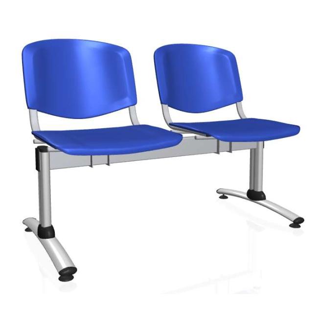 [AB010400] Imperia 2-seater bench, gray construction, blue plastic