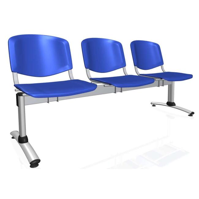 [AB010401] Imperia 3-seater bench, gray construction, blue plastic