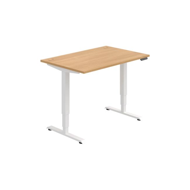 Work table RUN, PO, 3S, 120x64.5-130.5x80 cm, oak/white