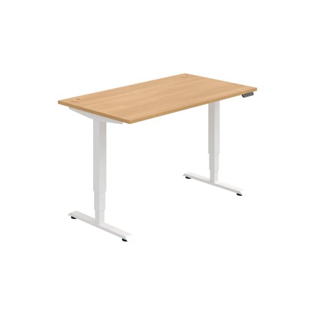 Work table RUN, PO, 3S, 140x64.5-130.5x80 cm, oak/white