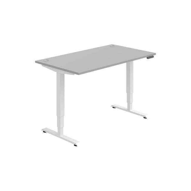 Work table RUN, PO, 3S, 140x64.5-130.5x80 cm, grey/white