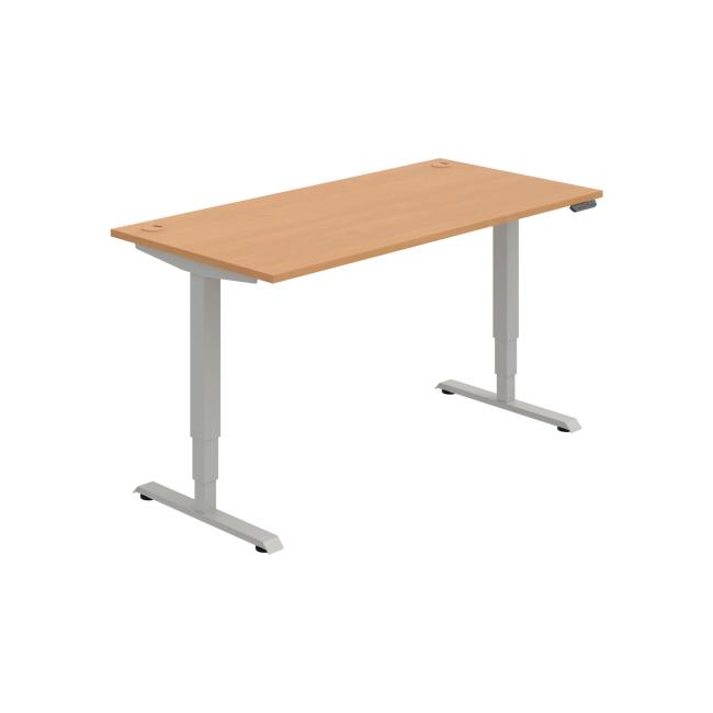 Work table RUN, PO, 3S, 160x64.5-130.5x80 cm, beech/grey