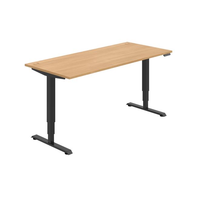 Work table RUN, PO, 3S, 180x64.5-130.5x80 cm, oak/black