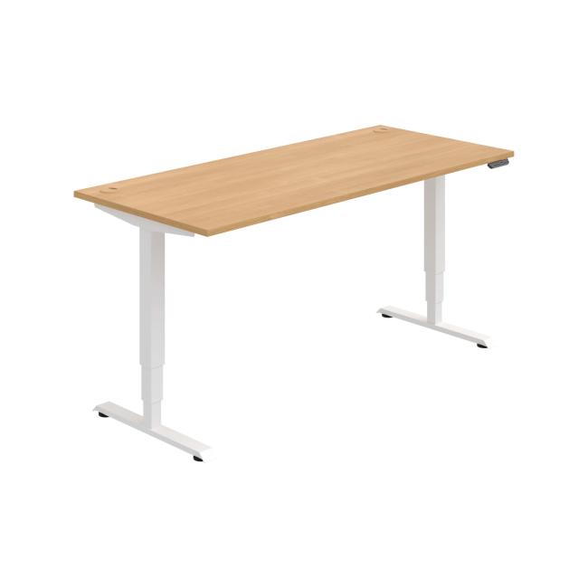 Work table RUN, PO, 3S, 180x64.5-130.5x80 cm, oak/white