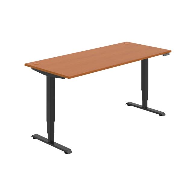 Work table RUN, PO, 3S, 180x64.5-130.5x80 cm, cherry/black