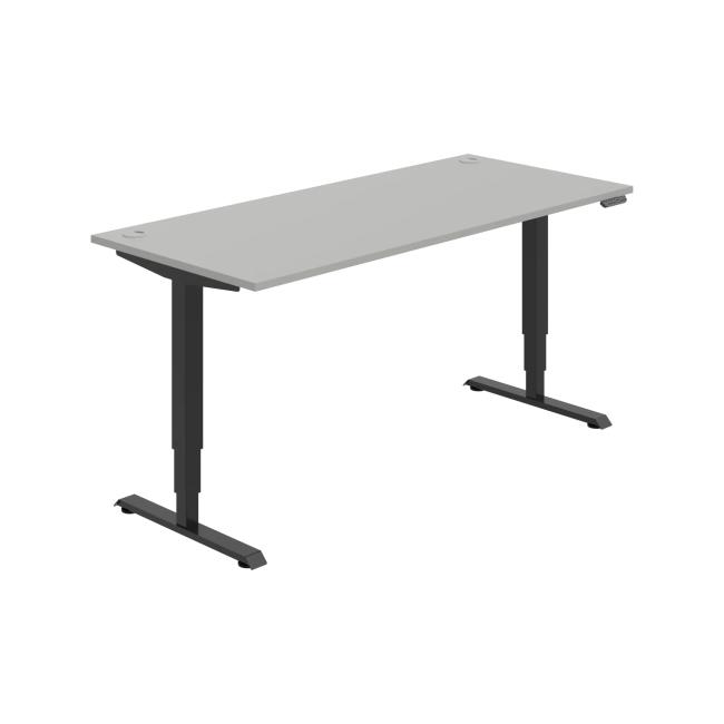 Work table RUN, PO, 3S, 180x64.5-130.5x80 cm, grey/black
