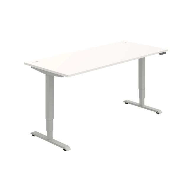 Work table RUN, PO, 3S, 180x64.5-130.5x80 cm, white/grey