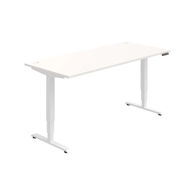 Work table RUN, PO, 3S, 180x64.5-130.5x80 cm, white/white