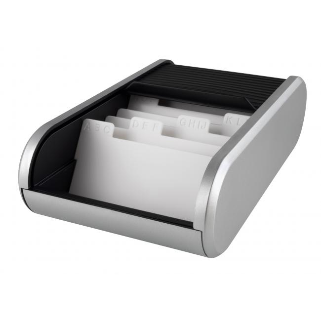 Desk file for business cards Helit Linear black/silver