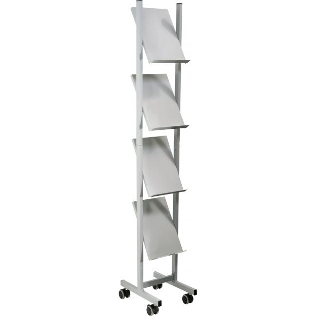 Mobile presentation stand Helit 4xA4 grey/metal