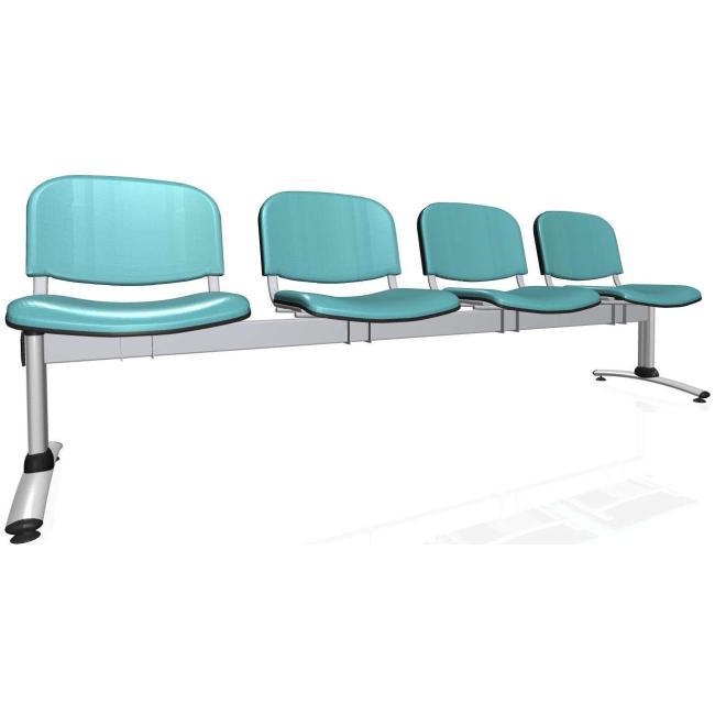 [AB010407] Imperia 4-seater bench, gray construction, ex. eco leather KN0061 blue