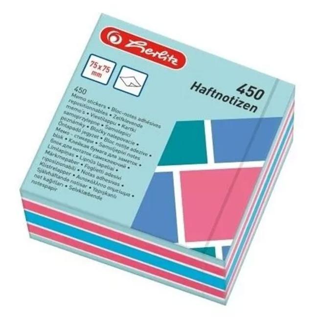 Notepad Herlitz Color Blocking 75x75mm 450 sheets colored