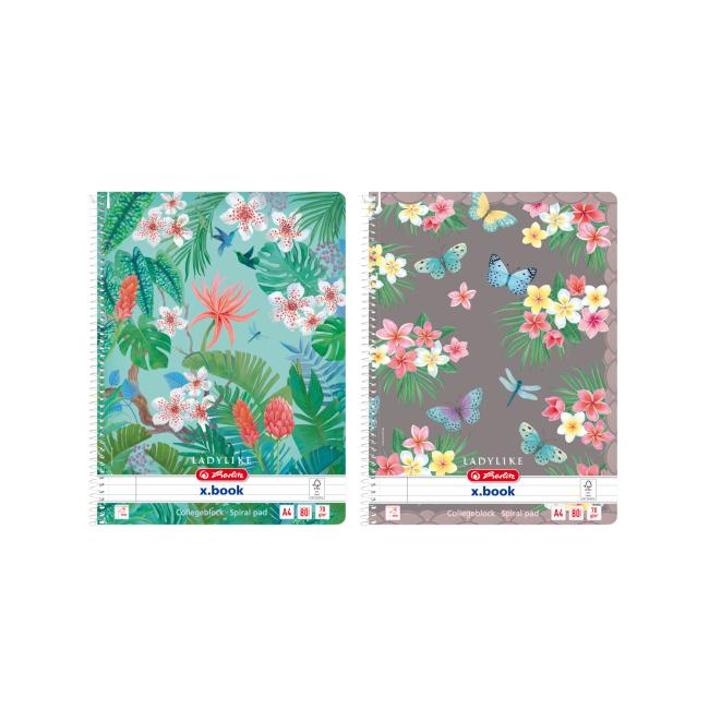 Notepad Herlitz Ladylike A4, 80 sheets, lined, Jungle and Butterfly