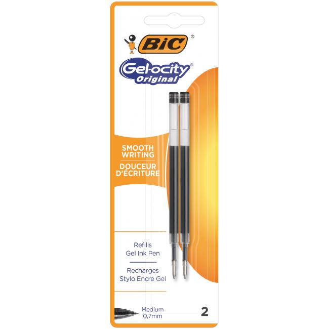 Spare refill for gel roller BIC Gelocity black 2 pcs