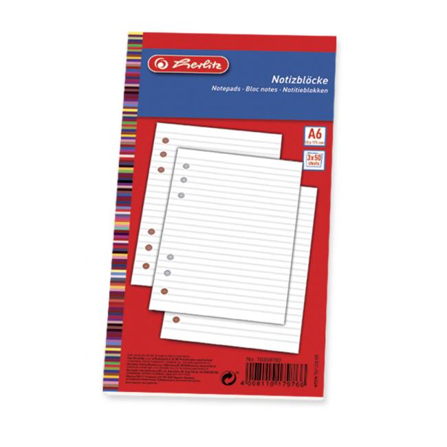 Náplň do podložky TP Herlitz A6 150 listov s pravítkom (3 x 50)
