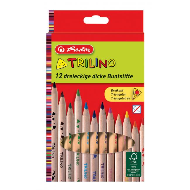 Herlitz Trilino triangular 12 color crayons