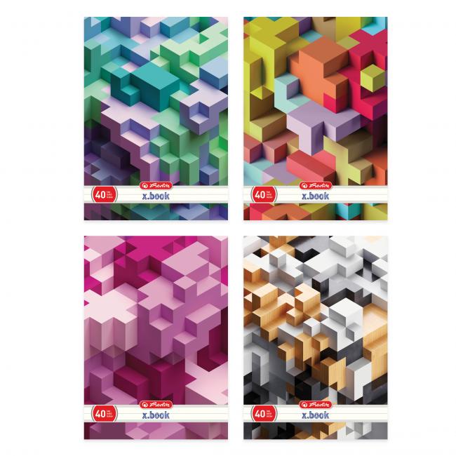 Zošit Herlitz A4, 40 listov, linajkový, s parciálnym lakom, motív Tetris